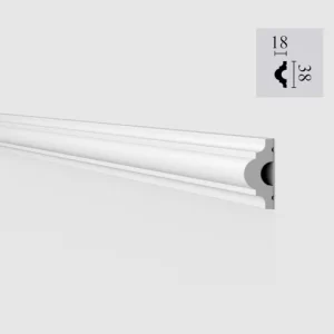 WL1 Plain Dado Rail  2.7m x 18mm x 38mm Polymer