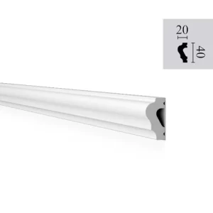 WL2 Plain Dado Rail 20 x 40 x 2.0m Polymer